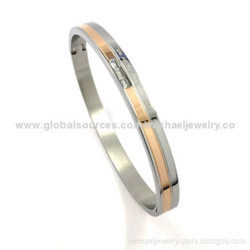 Stainless Steel Bracelets of 3pcs CZ Stones, Concise and Fashionable